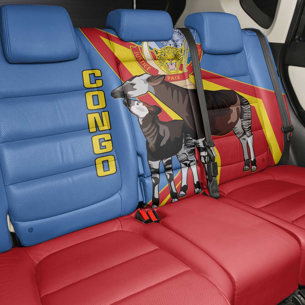 DR Congo Back Car Seat Cover Okapi Coat Of Arms