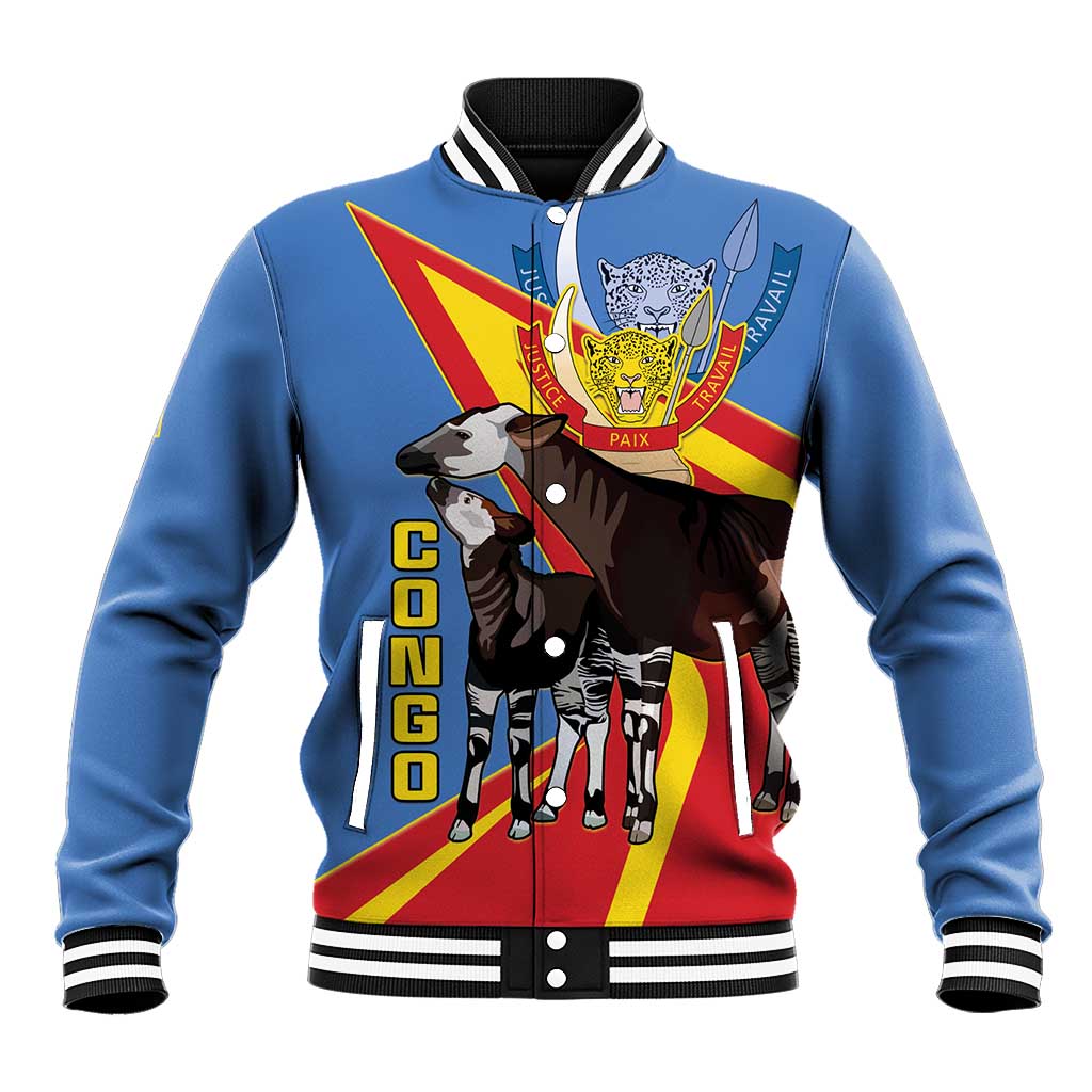 DR Congo Baseball Jacket Okapi Coat Of Arms