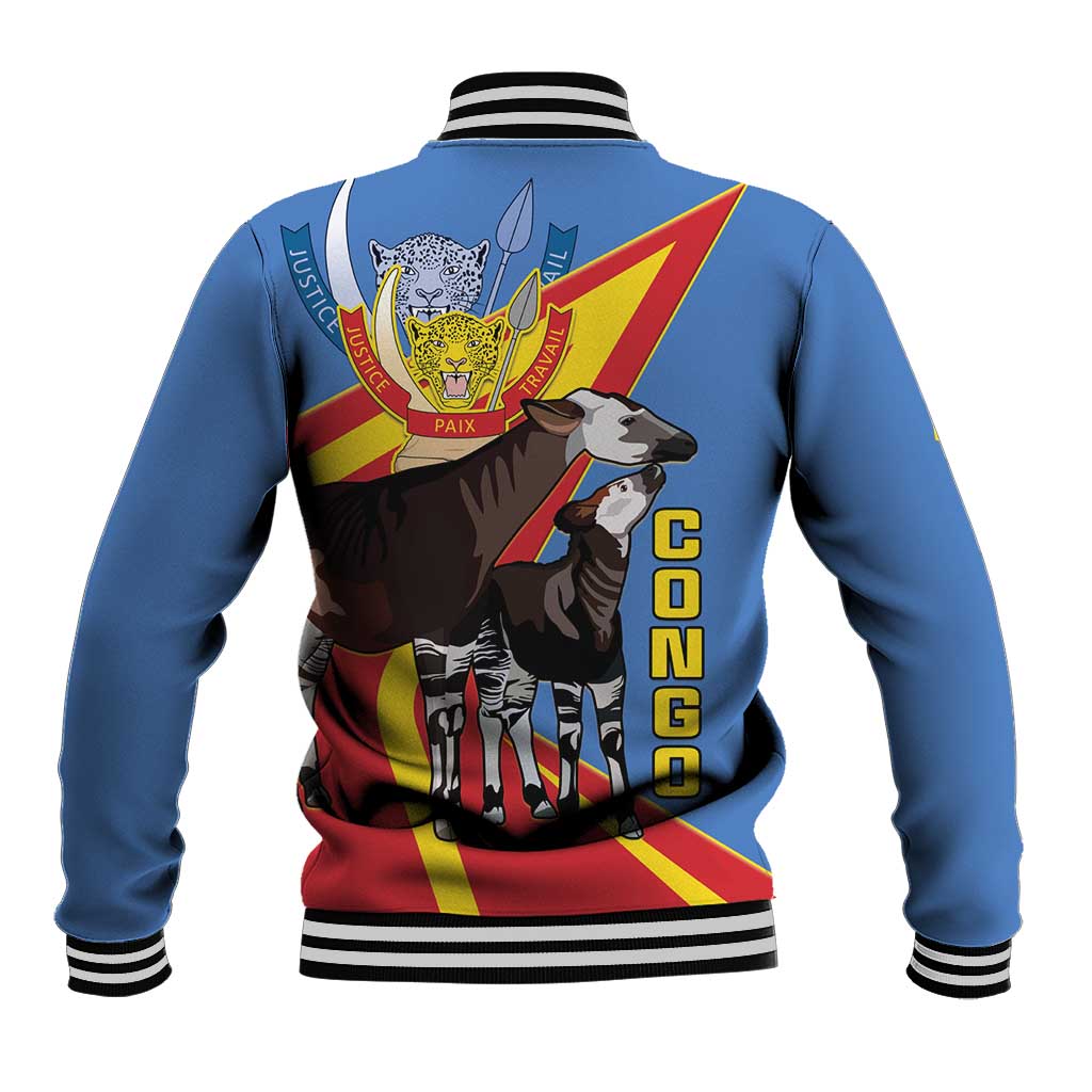 DR Congo Baseball Jacket Okapi Coat Of Arms