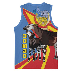 DR Congo Basketball Jersey Okapi Coat Of Arms - African Pride