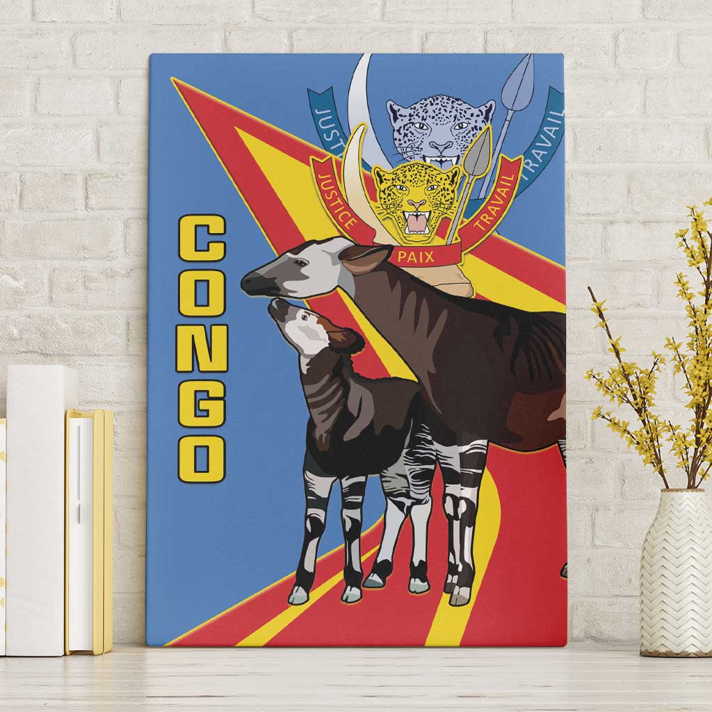 DR Congo Canvas Wall Art Okapi Coat Of Arms