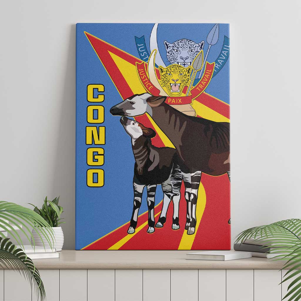 DR Congo Canvas Wall Art Okapi Coat Of Arms