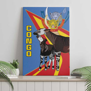 DR Congo Canvas Wall Art Okapi Coat Of Arms