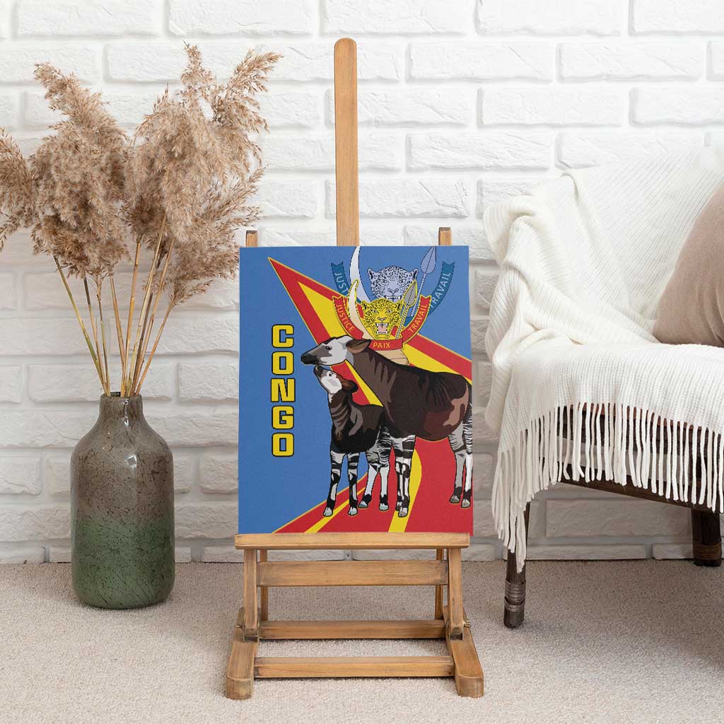 DR Congo Canvas Wall Art Okapi Coat Of Arms