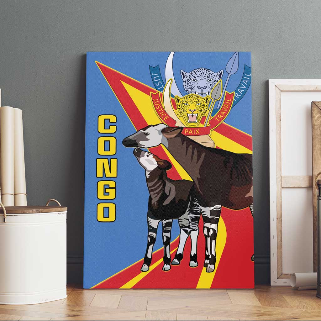 DR Congo Canvas Wall Art Okapi Coat Of Arms