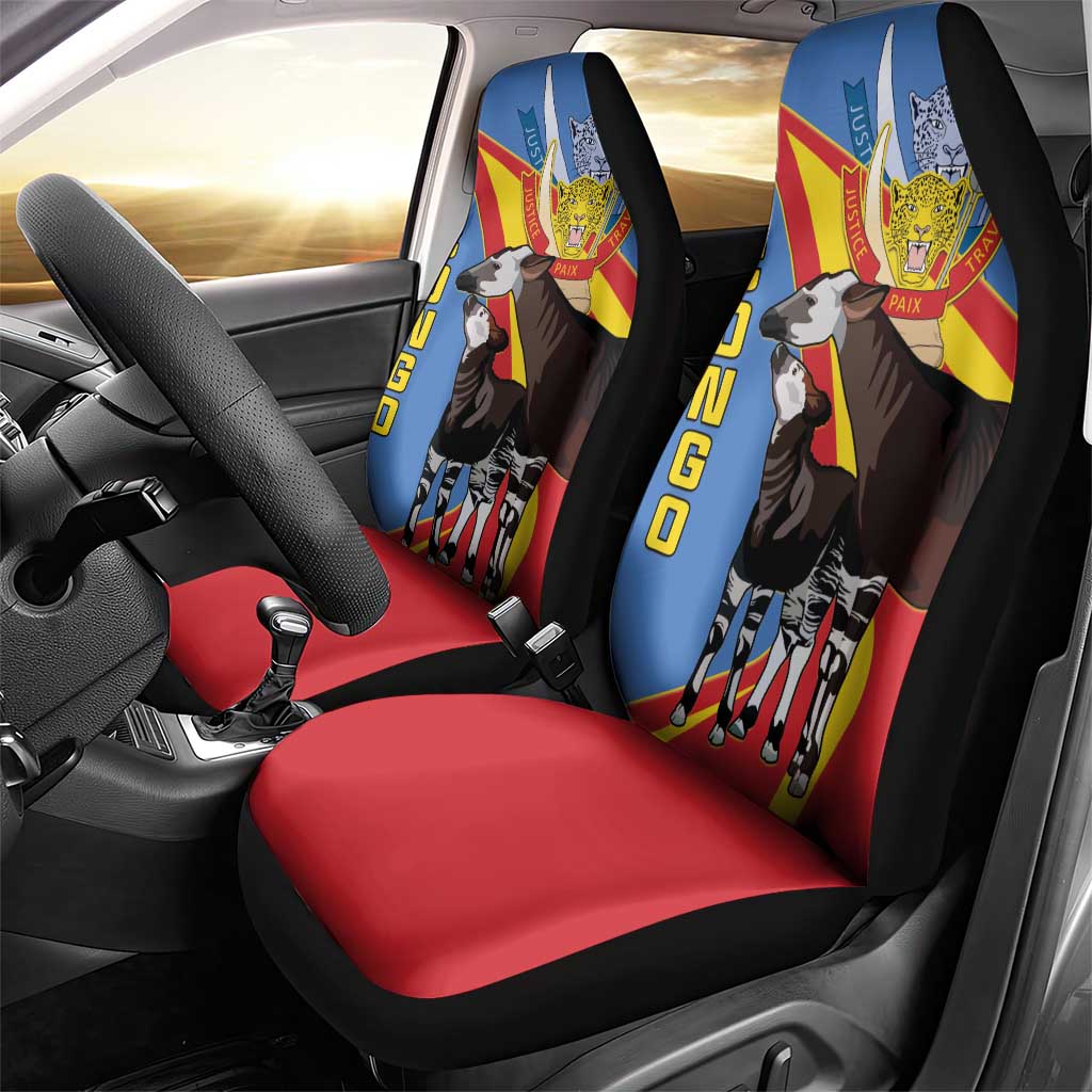 DR Congo Car Seat Cover Okapi Coat Of Arms