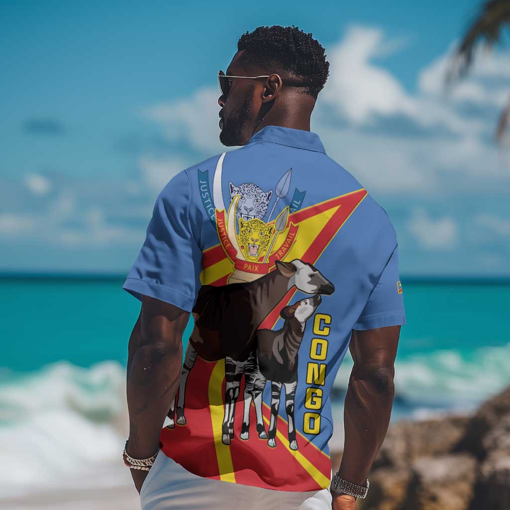 DR Congo Hawaiian Shirt Okapi Coat Of Arms
