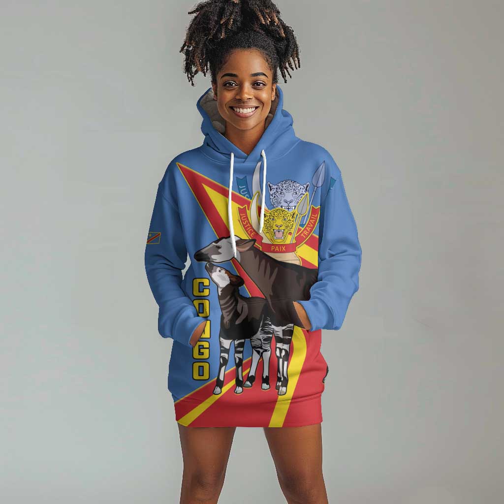 DR Congo Hoodie Dress Okapi Coat Of Arms