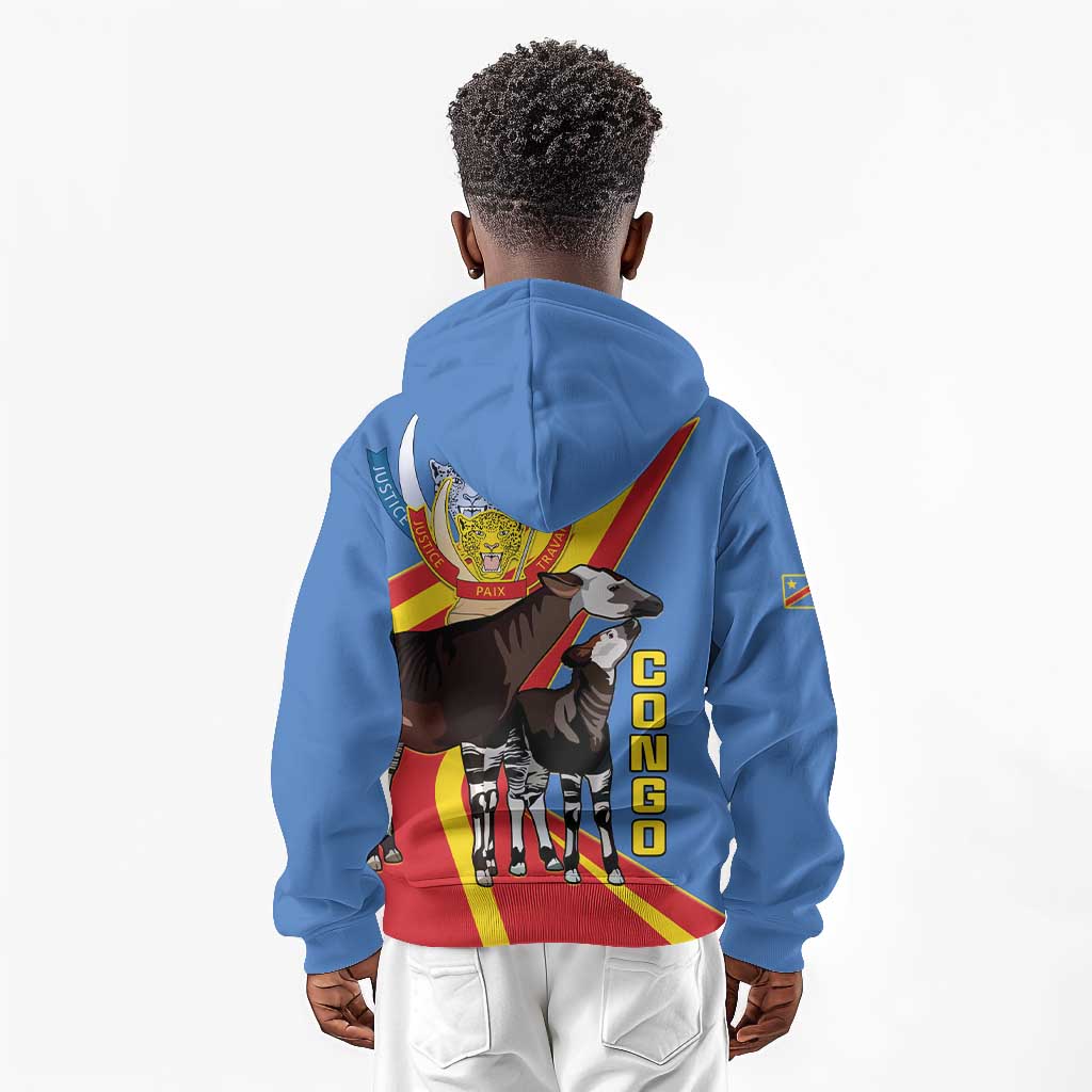 DR Congo Kid Hoodie Okapi Coat Of Arms