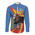 DR Congo Long Sleeve Button Shirt Okapi Coat Of Arms