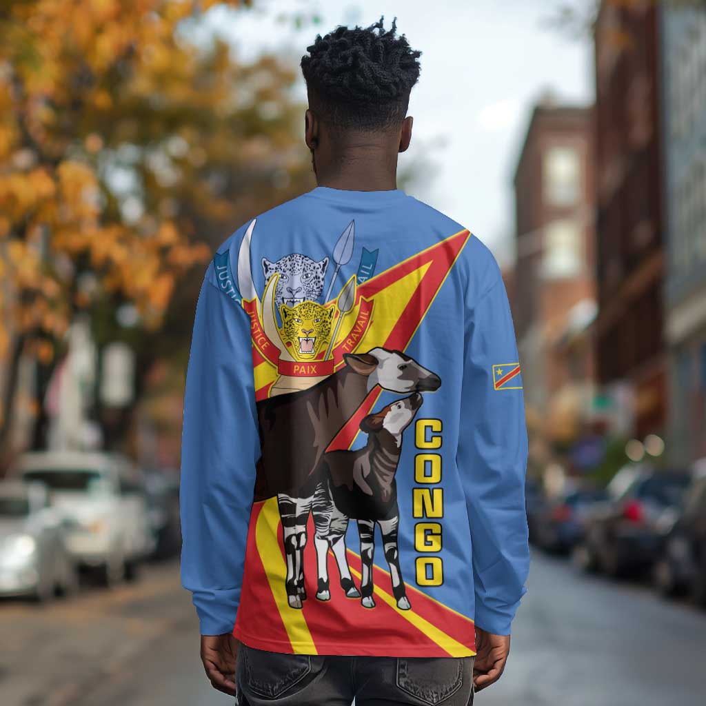 DR Congo Long Sleeve Shirt Okapi Coat Of Arms