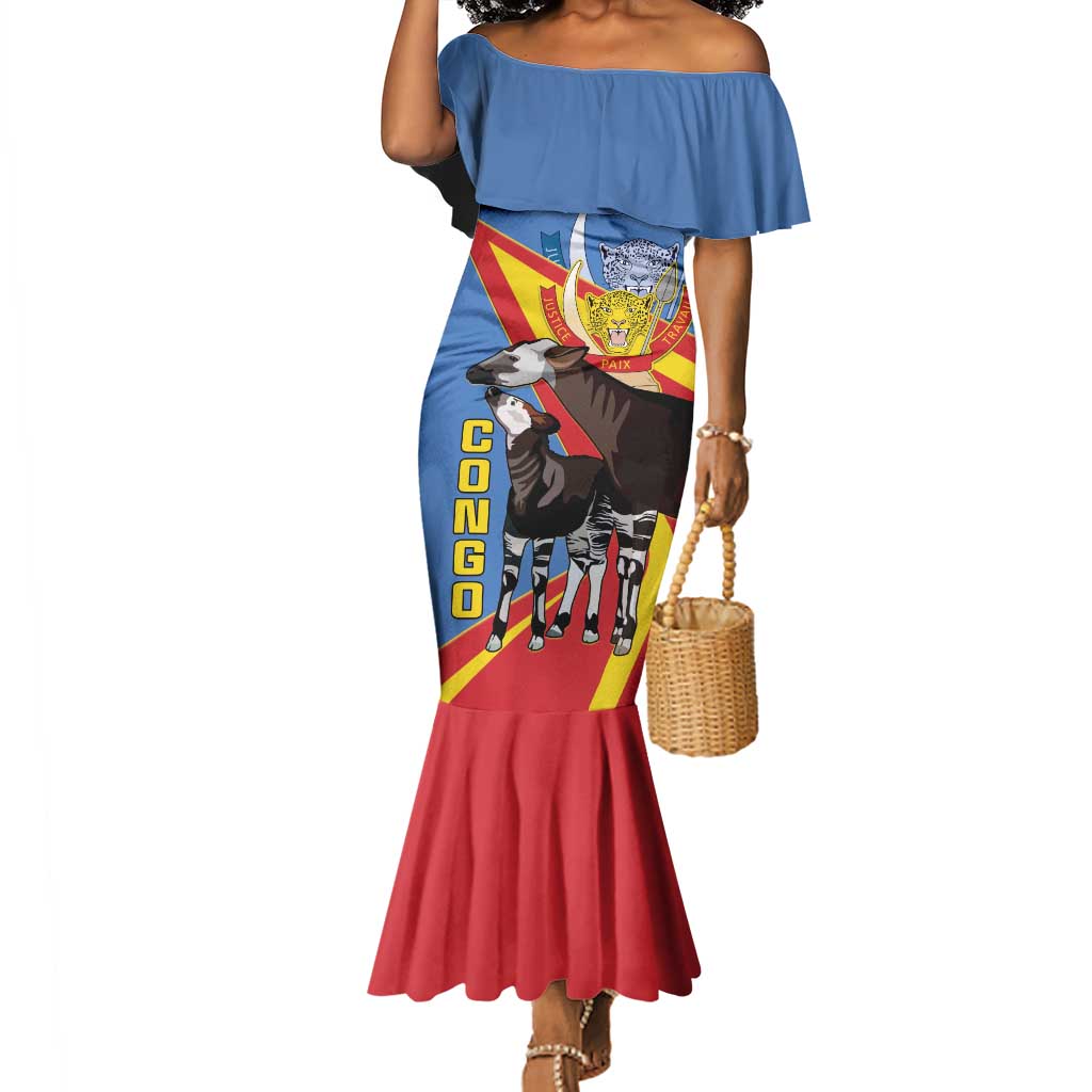 DR Congo Mermaid Dress Okapi Coat Of Arms