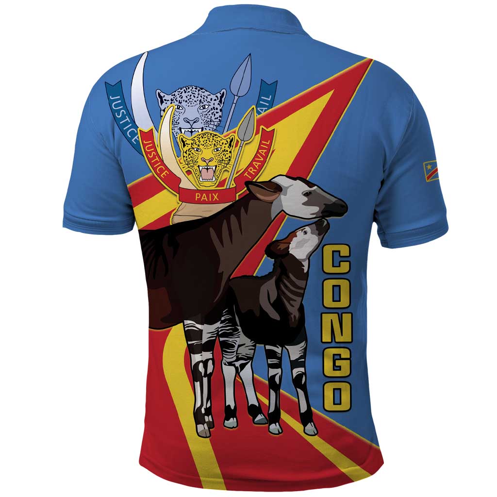 DR Congo Polo Shirt Okapi Coat Of Arms