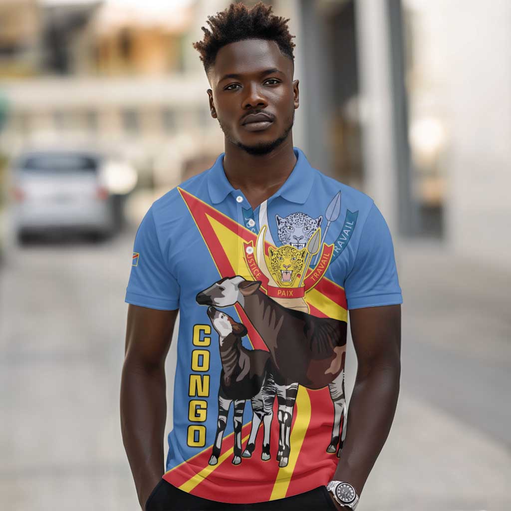 DR Congo Polo Shirt Okapi Coat Of Arms