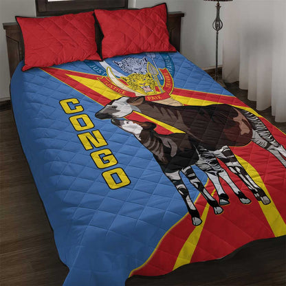 DR Congo Quilt Bed Set Okapi Coat Of Arms