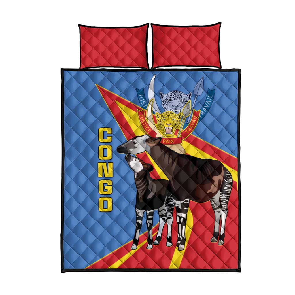 DR Congo Quilt Bed Set Okapi Coat Of Arms