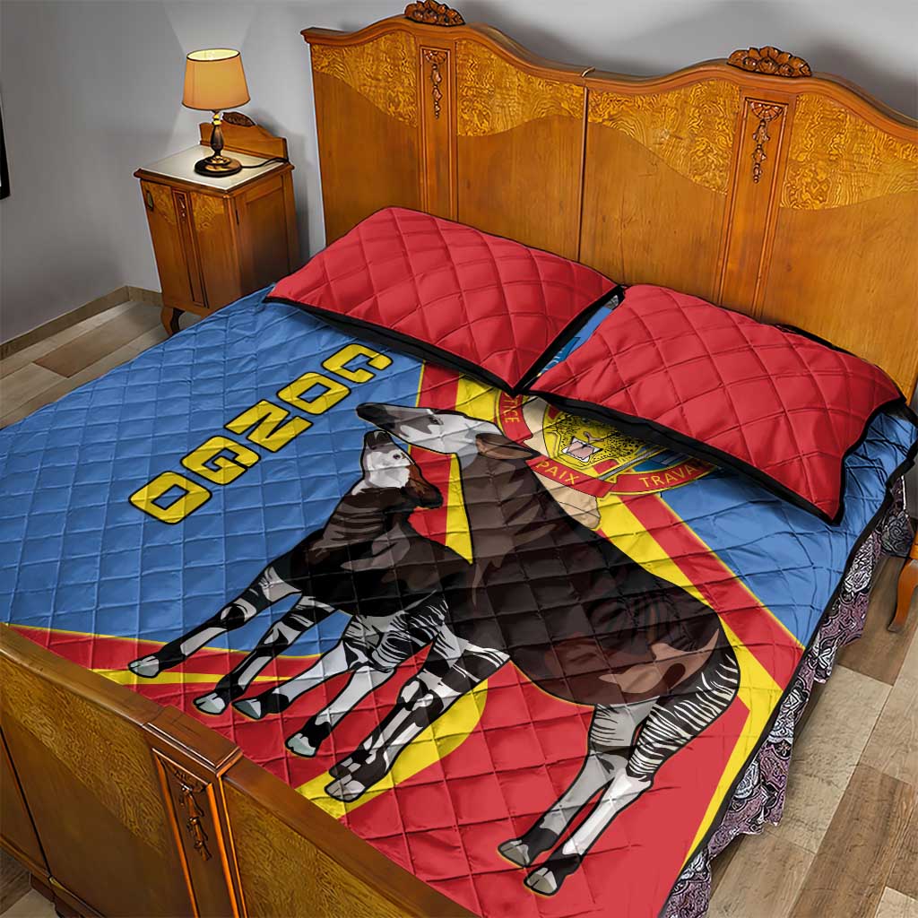 DR Congo Quilt Bed Set Okapi Coat Of Arms
