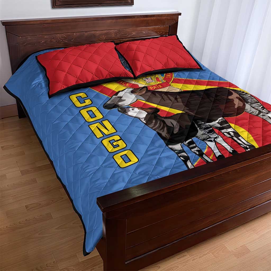 DR Congo Quilt Bed Set Okapi Coat Of Arms