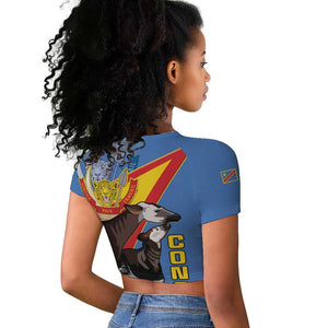 DR Congo Raglan Cropped T shirt Okapi Coat Of Arms