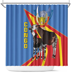 DR Congo Shower Curtain Okapi Coat Of Arms