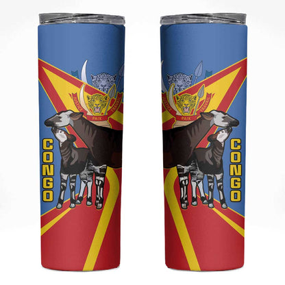 DR Congo Skinny Tumbler Okapi Coat Of Arms