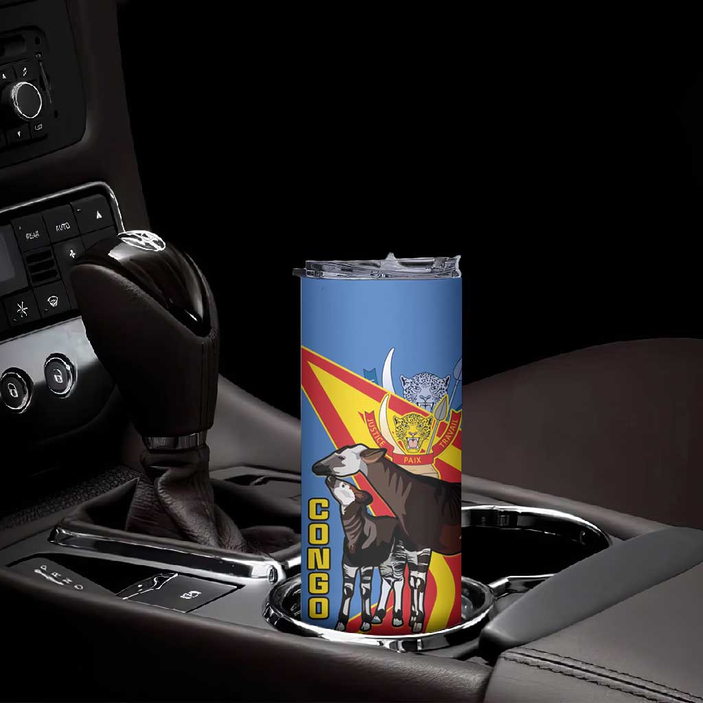 DR Congo Skinny Tumbler Okapi Coat Of Arms