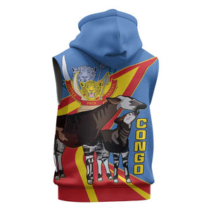 DR Congo Sleeveless Hoodie Okapi Coat Of Arms - African Pride
