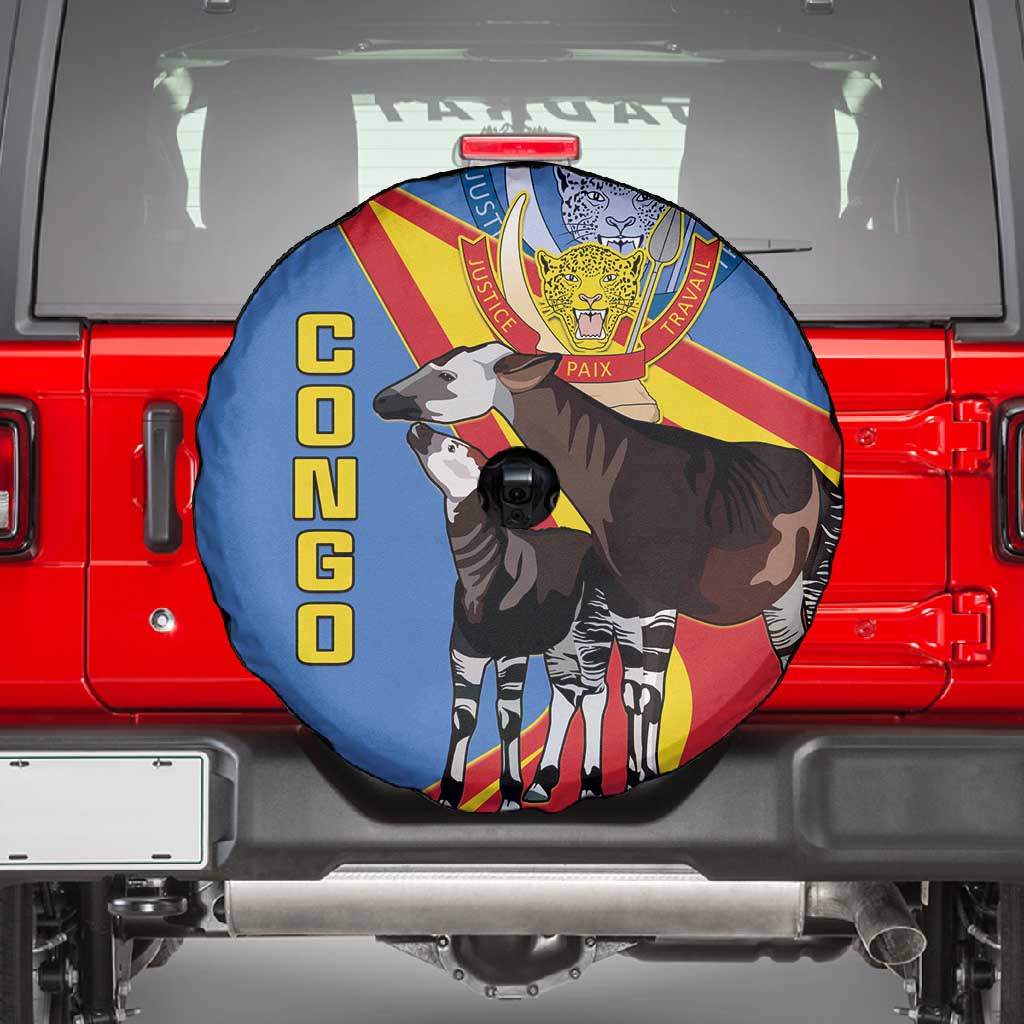 DR Congo Spare Tire Cover Okapi Coat Of Arms