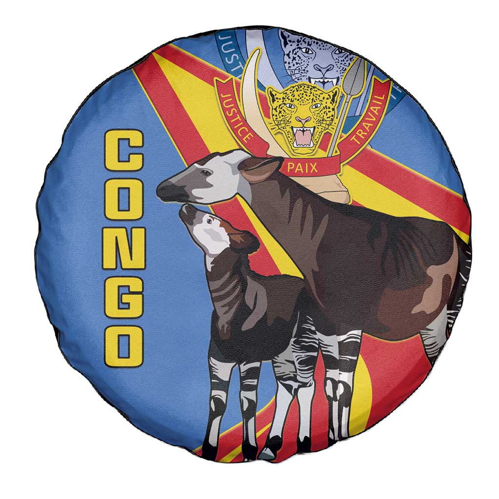 DR Congo Spare Tire Cover Okapi Coat Of Arms