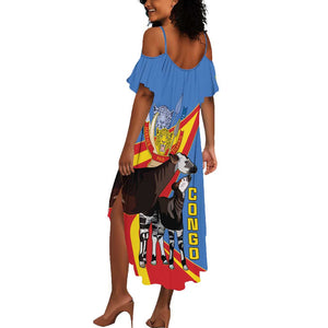 DR Congo Summer Maxi Dress Okapi Coat Of Arms