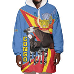 DR Congo Wearable Blanket Hoodie Okapi Coat Of Arms