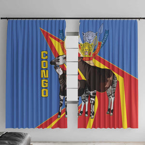 DR Congo Window Curtain Okapi Coat Of Arms