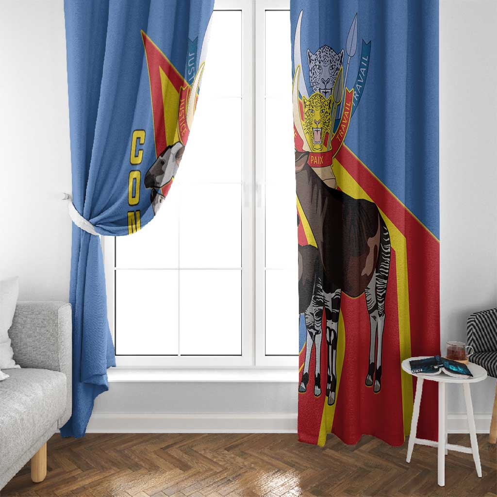 DR Congo Window Curtain Okapi Coat Of Arms