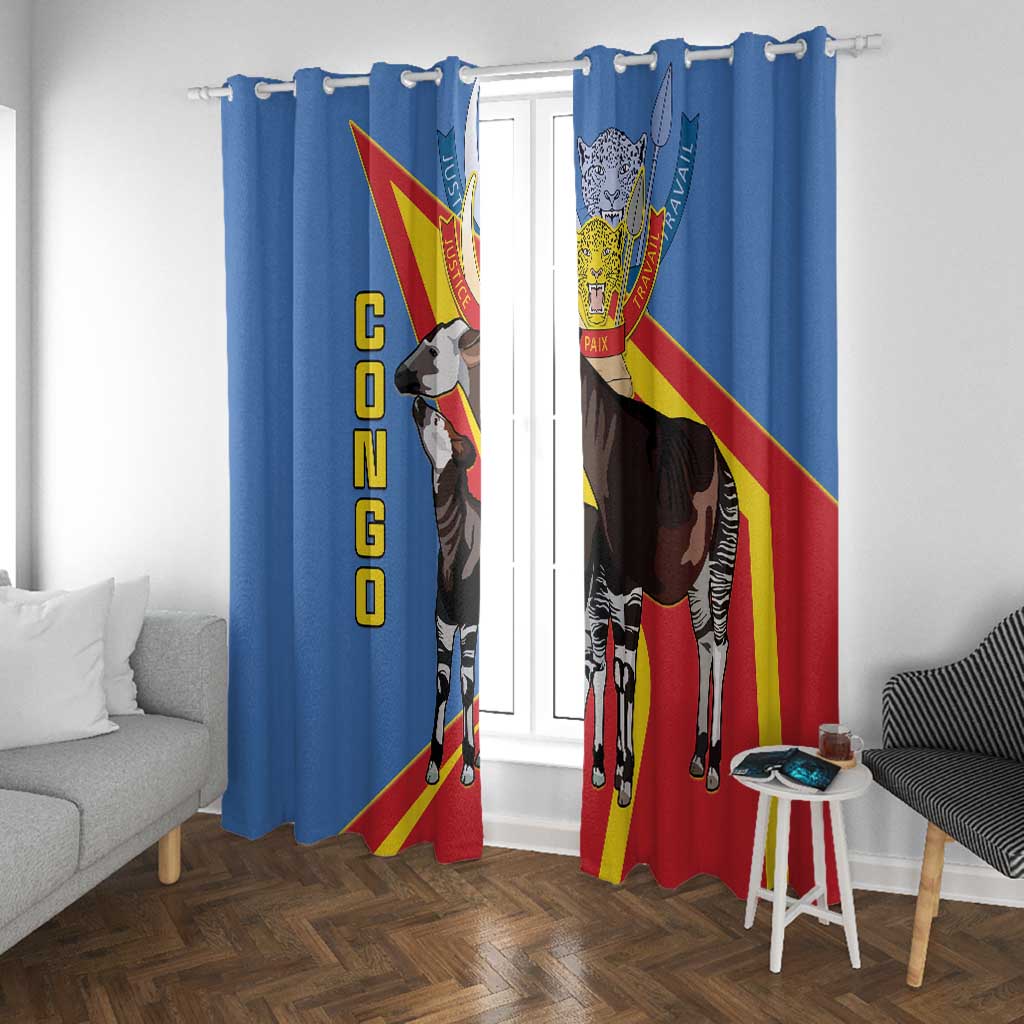 DR Congo Window Curtain Okapi Coat Of Arms