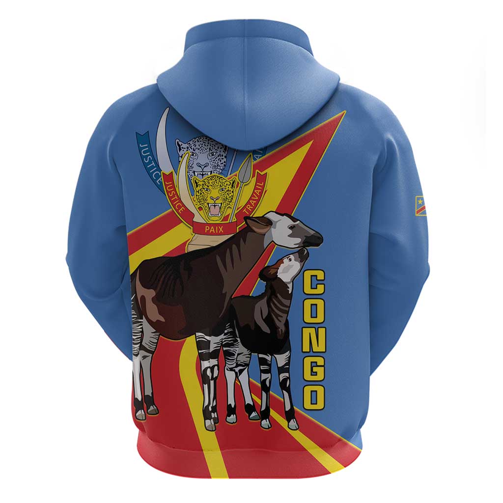 DR Congo Zip Hoodie Okapi Coat Of Arms