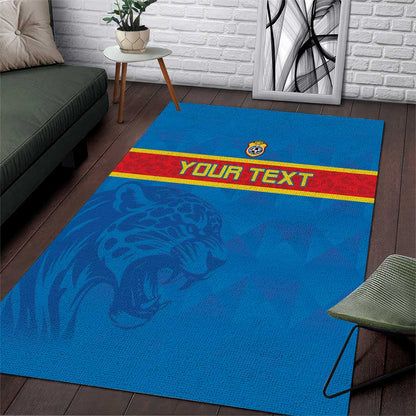 DR Congo Football Custom Area Rug Go Champions