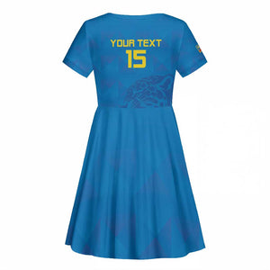 DR Congo Football Custom Kid Short Sleeve Dress Go Champions