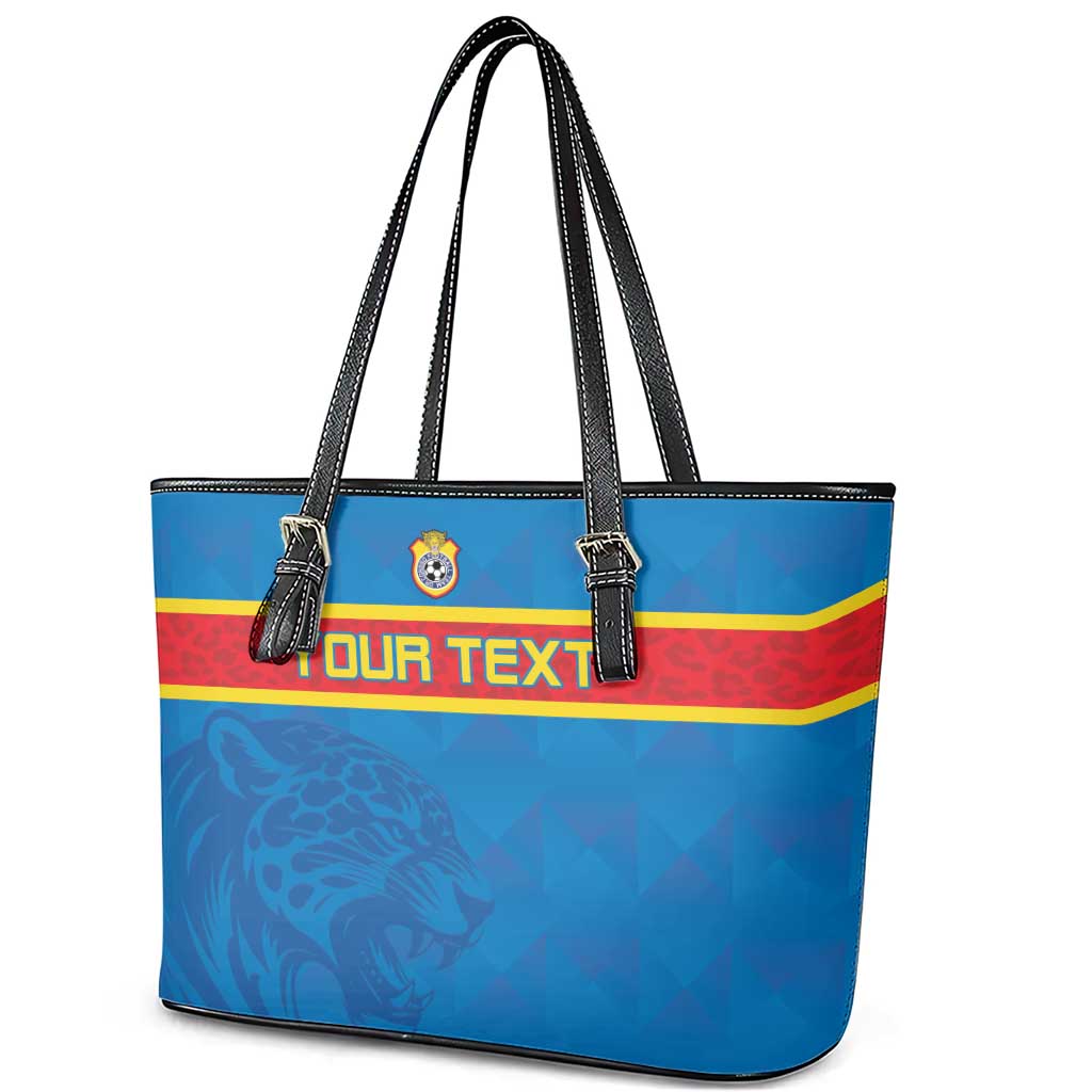DR Congo Football Custom Leather Tote Bag Go Champions