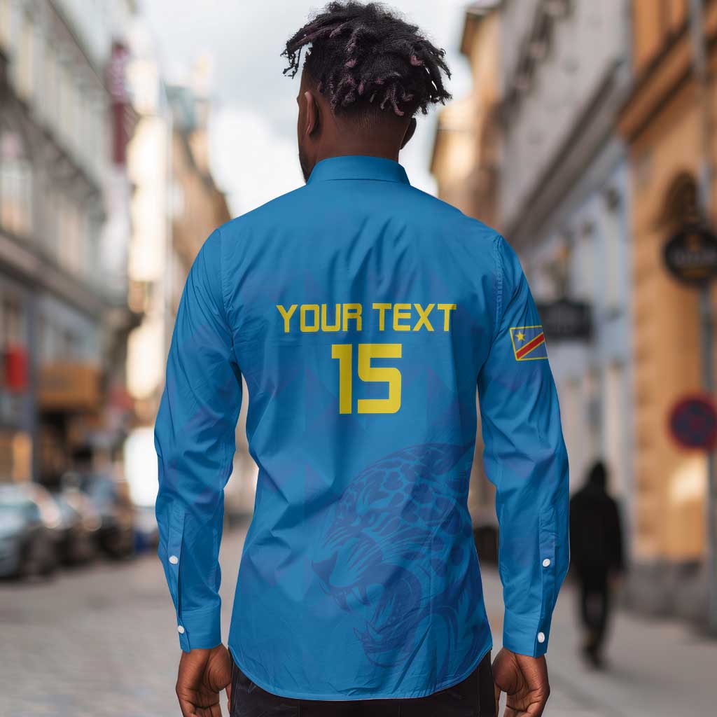 DR Congo Football Custom Long Sleeve Button Shirt Go Champions