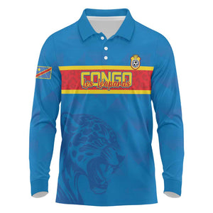 DR Congo Football Custom Long Sleeve Polo Shirt Go Champions