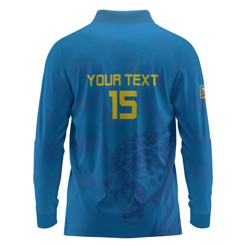 DR Congo Football Custom Long Sleeve Polo Shirt Go Champions