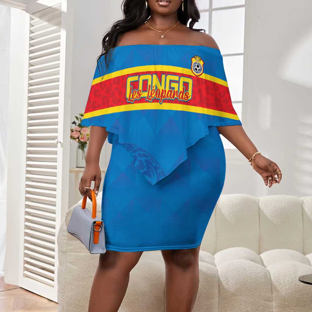 DR Congo Football Custom Off Shoulder Short Dress Go Champions