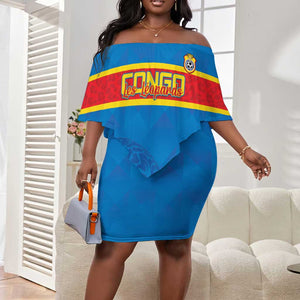 DR Congo Football Custom Off Shoulder Short Dress Go Champions