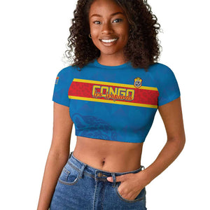DR Congo Football Custom Raglan Cropped T shirt Go Champions