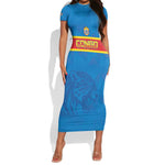 DR Congo Football Custom Short Sleeve Bodycon Dress Go Champions LT15