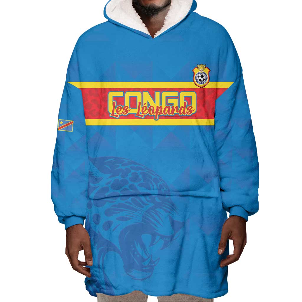 DR Congo Football Custom Wearable Blanket Hoodie Go Champions