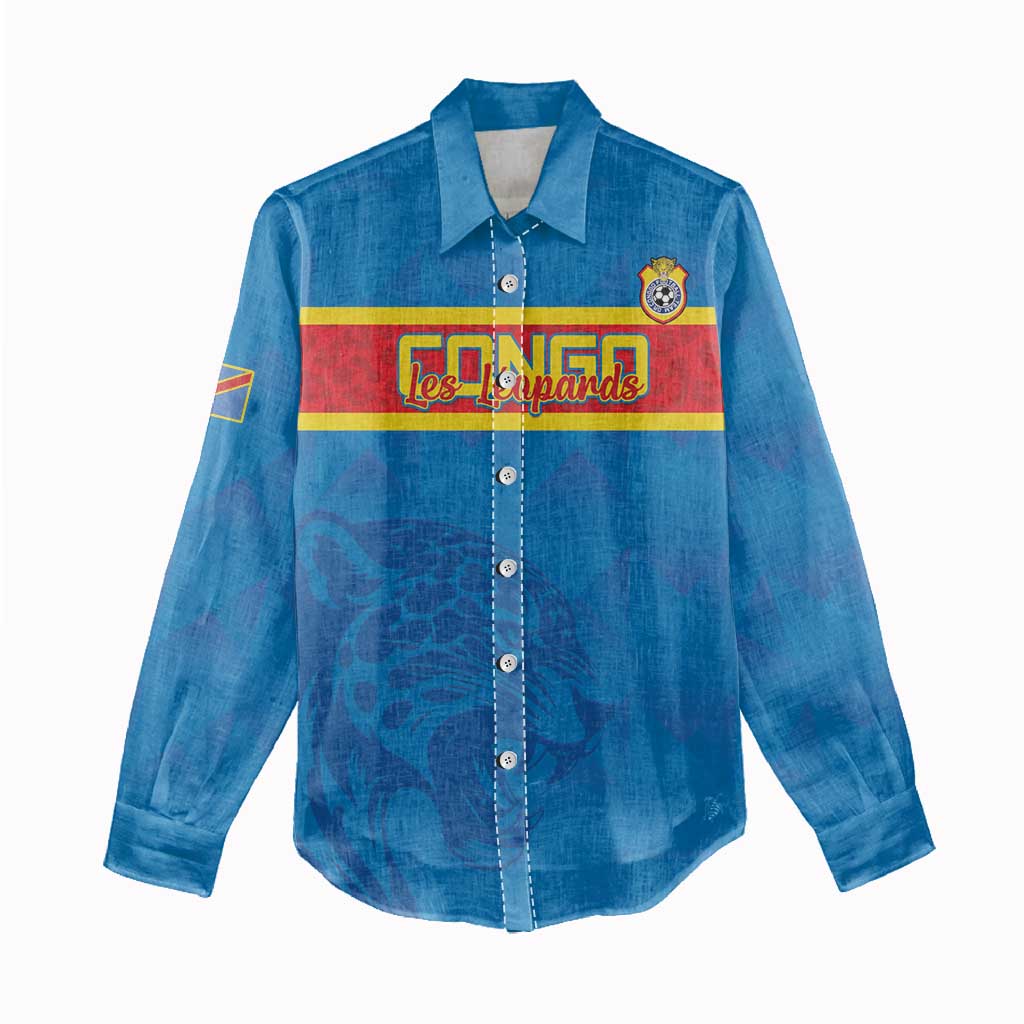 DR Congo Football Custom Women Casual Shirt Go Champions