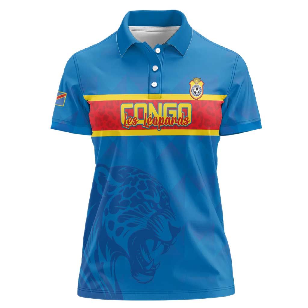 DR Congo Football Custom Women Polo Shirt Go Champions