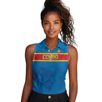DR Congo Football Custom Women Sleeveless Polo Shirt Go Champions