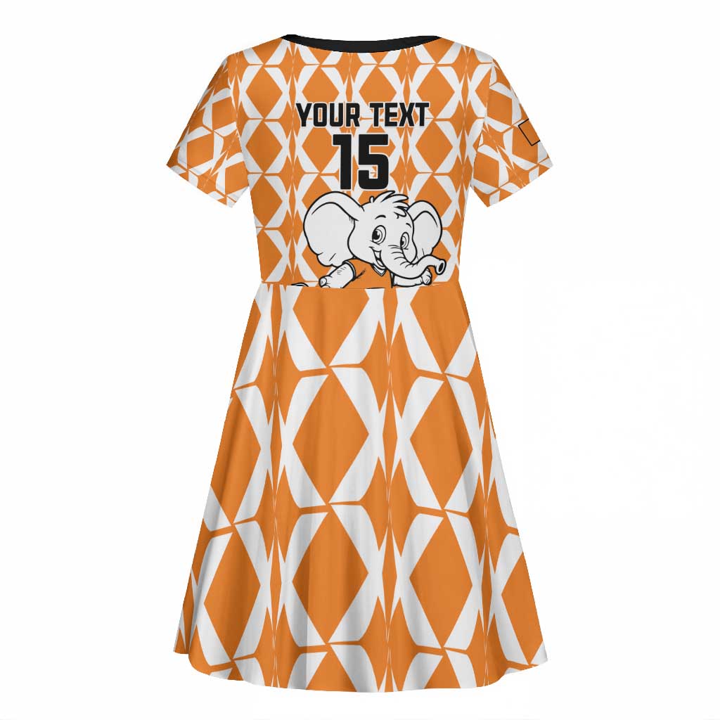 Custom Ivory Coast Football Kid Short Sleeve Dress Go Champions